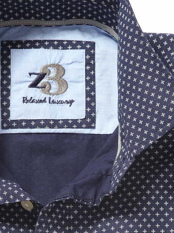 Vincent Navy Printed Cotton Shirt