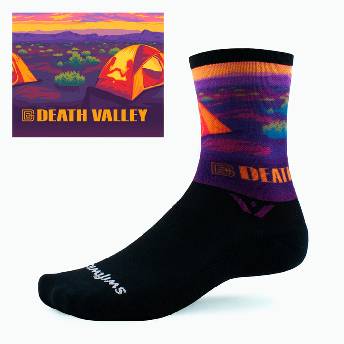 Swiftwick VISION Six Impression Death Valley Cycling Socks, Black, Multi-Color, dual view
