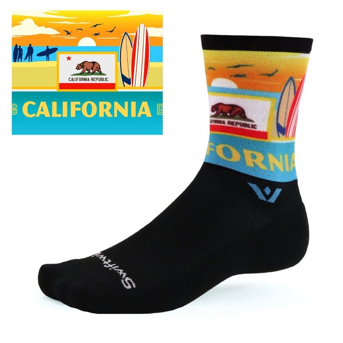 Black Vision Impression California crew sock with illustrated state design