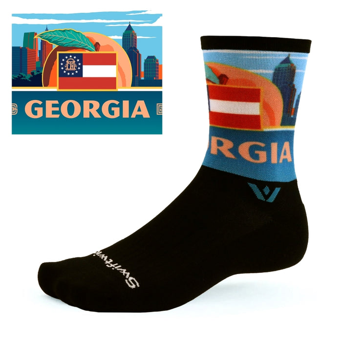Black Vision Impression Georgia crew sock with illustrated state design