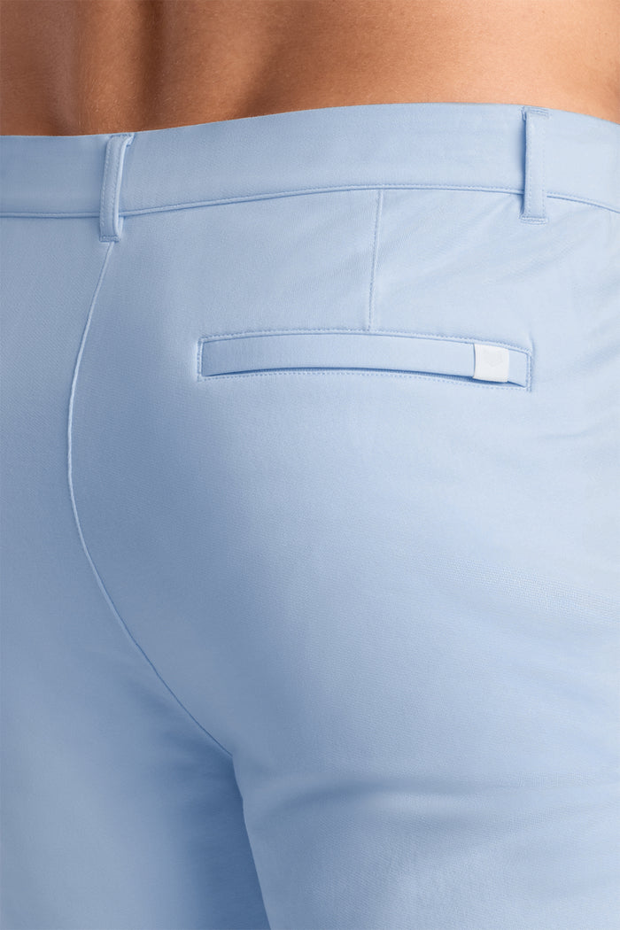 Model wearing Vision Airy Blue Icy Cotton® mid rise shorts.