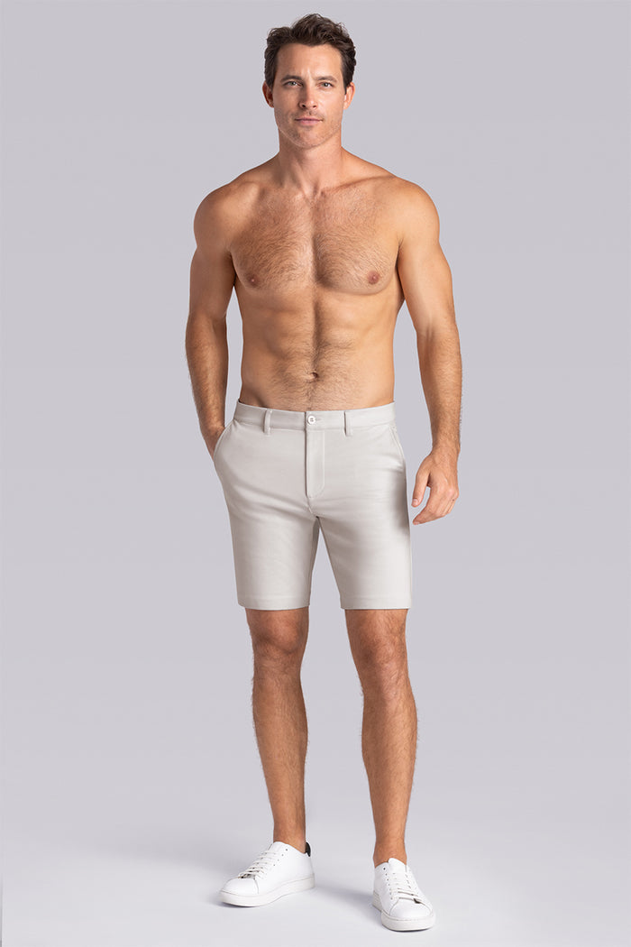 Model wearing Vision Bone White Icy Cotton® mid rise shorts.