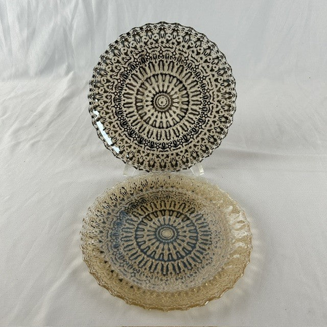 VTG Black and White Swirl Trilogy Glass Plates