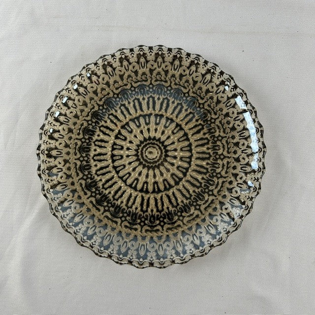 VTG Black and White Swirl Trilogy Glass Plates