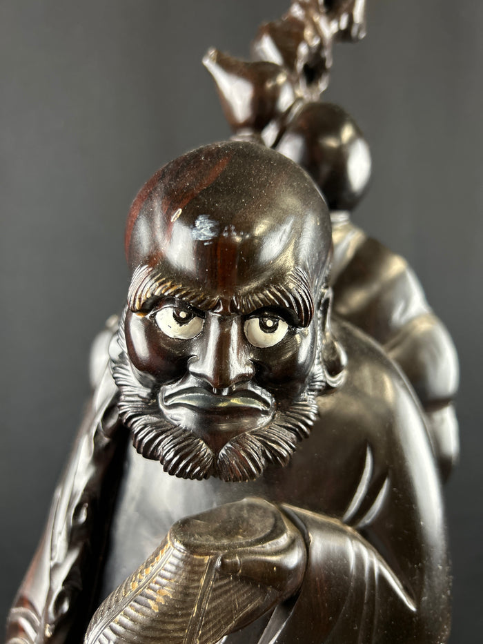 VTG Chinese Rosewood Carved Monk Statue 20"