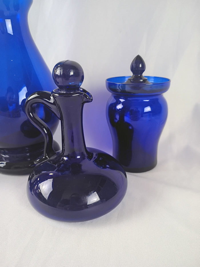 VTG Cobalt Glass Table Set