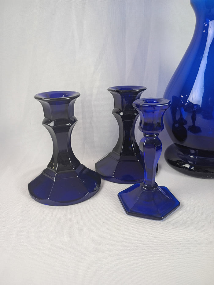 VTG Cobalt Glass Table Set
