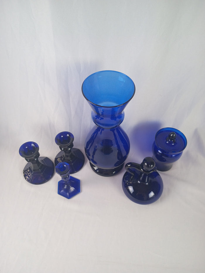 VTG Cobalt Glass Table Set