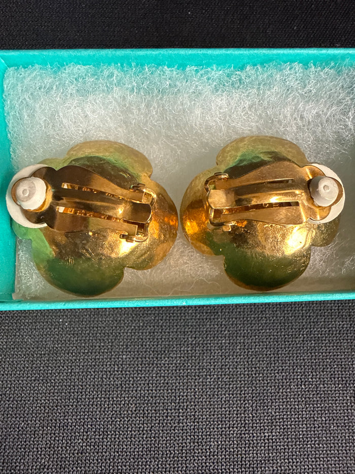 VTG. Delphine Nordin Paris Gold Tone Clipon Earrings