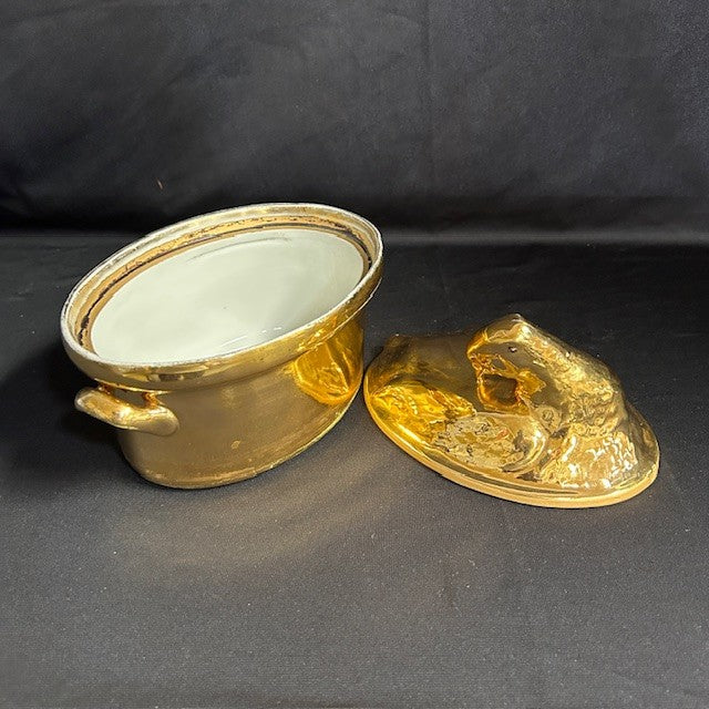 VTG Hall China 22K Golden Duck Casserole