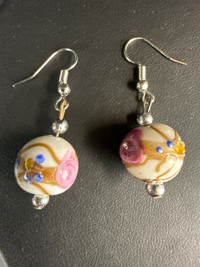 VTG. Handmade Wedding Cake Murano Earrings