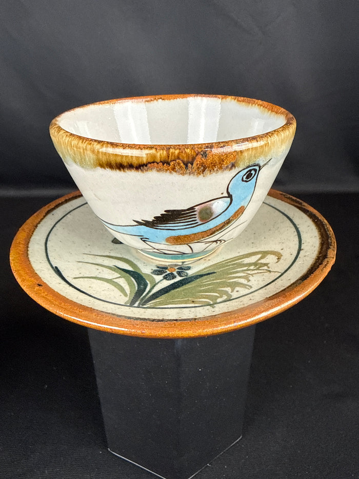 VTG Ken Edwards El Paloma Tonala Mexican Pottery Cups and Saucers