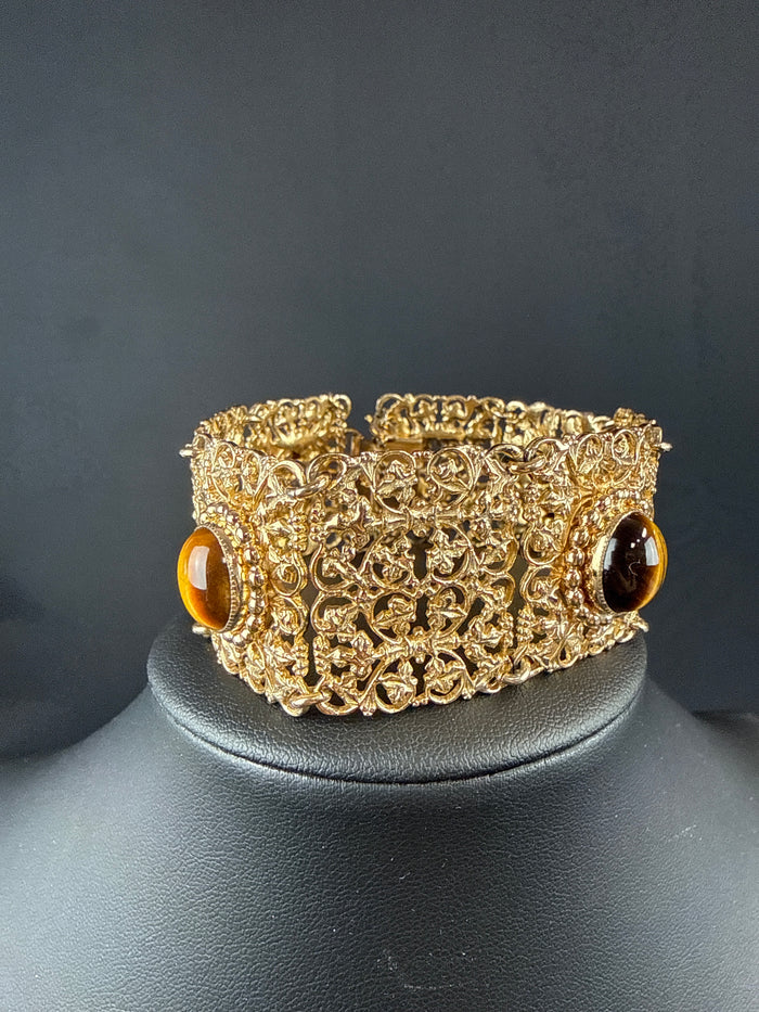 VTG MCM Napier Gold Vermeil Tiger Eye Bracelet