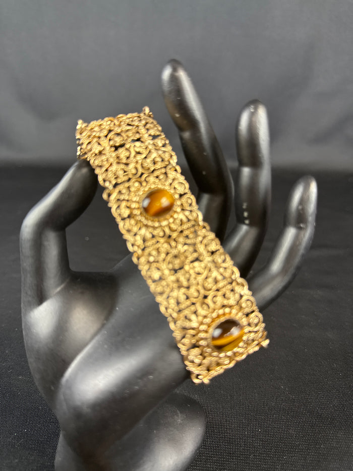 VTG MCM Napier Gold Vermeil Tiger Eye Bracelet