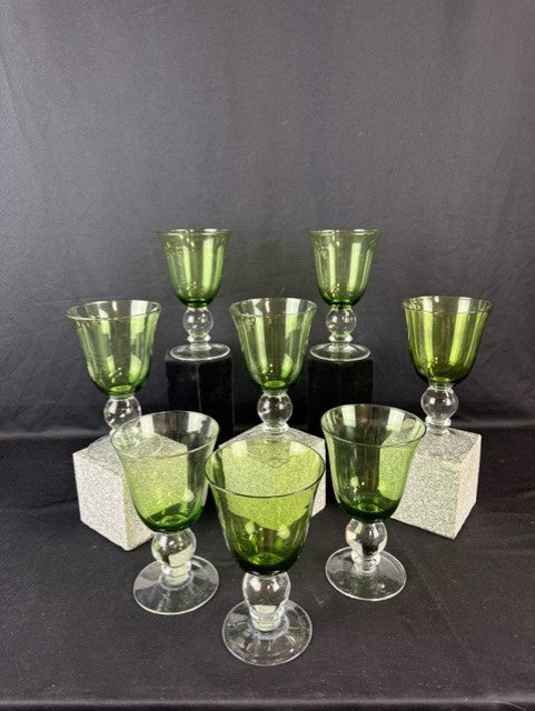 VTG Salute Cobalt Green Goblets; Set of 8