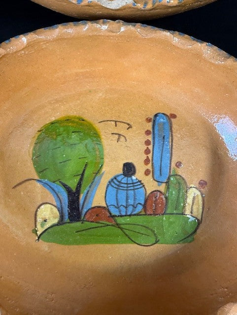 VTG Set 2 Mexican Oval Redware Nesting Bowls