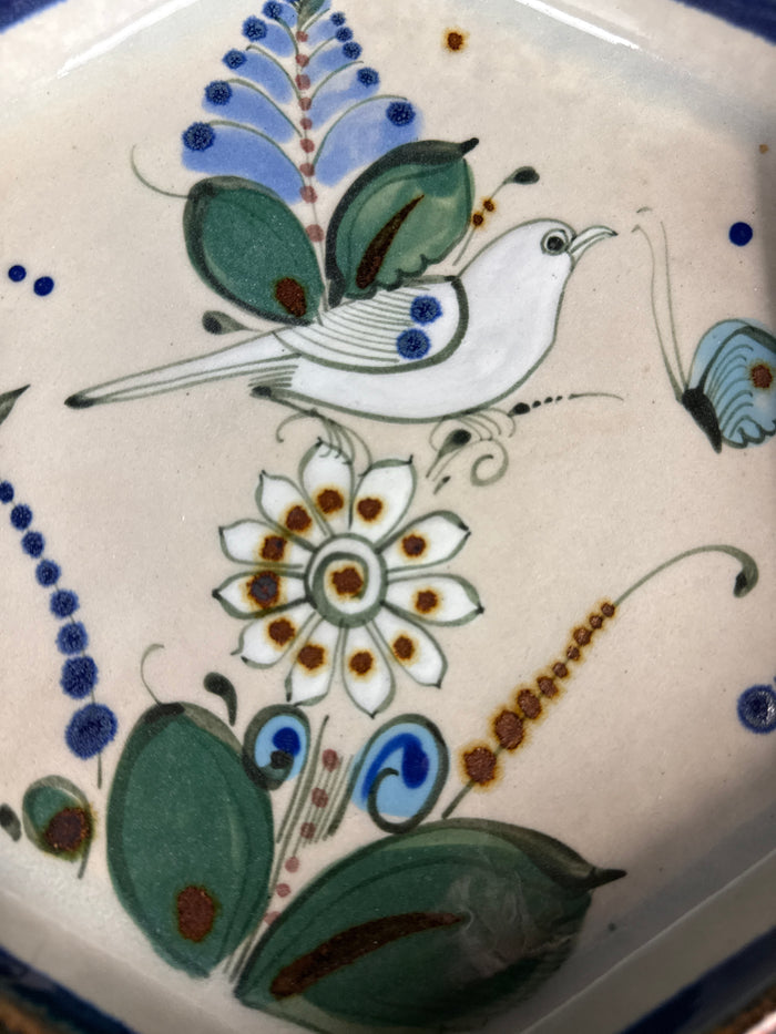 VTG Signed Ken Edwards Handpainted Bird 9" Hexagon Plate