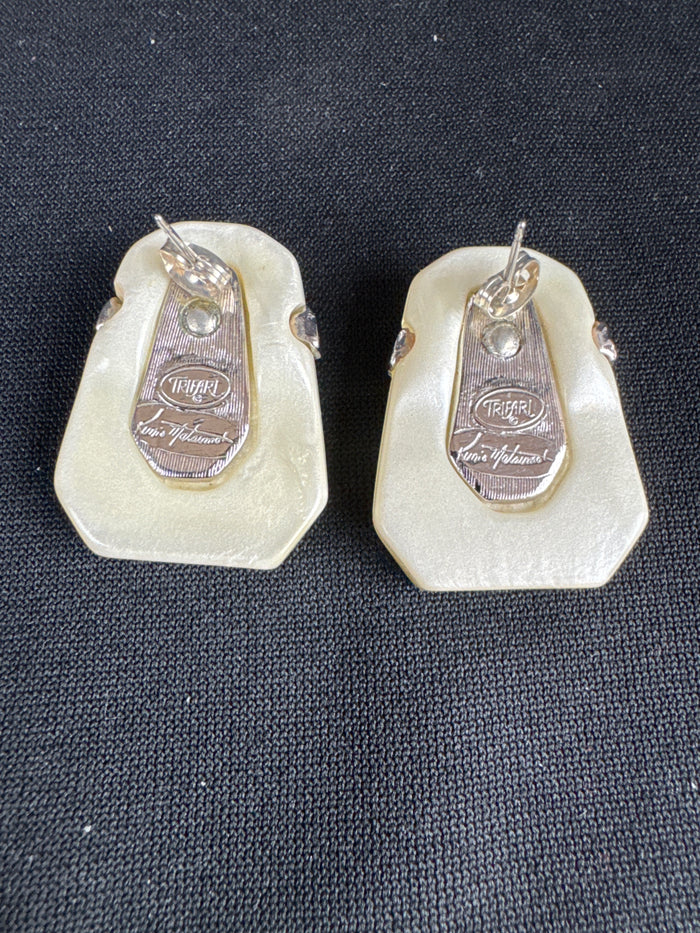 VTG Trifari-Kunio Matsumoto Iridescent Earrings