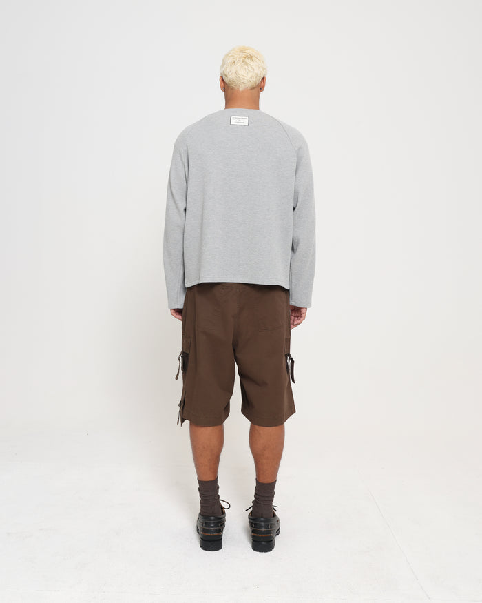 WAFFLE BUTTON LS TEE - GREY