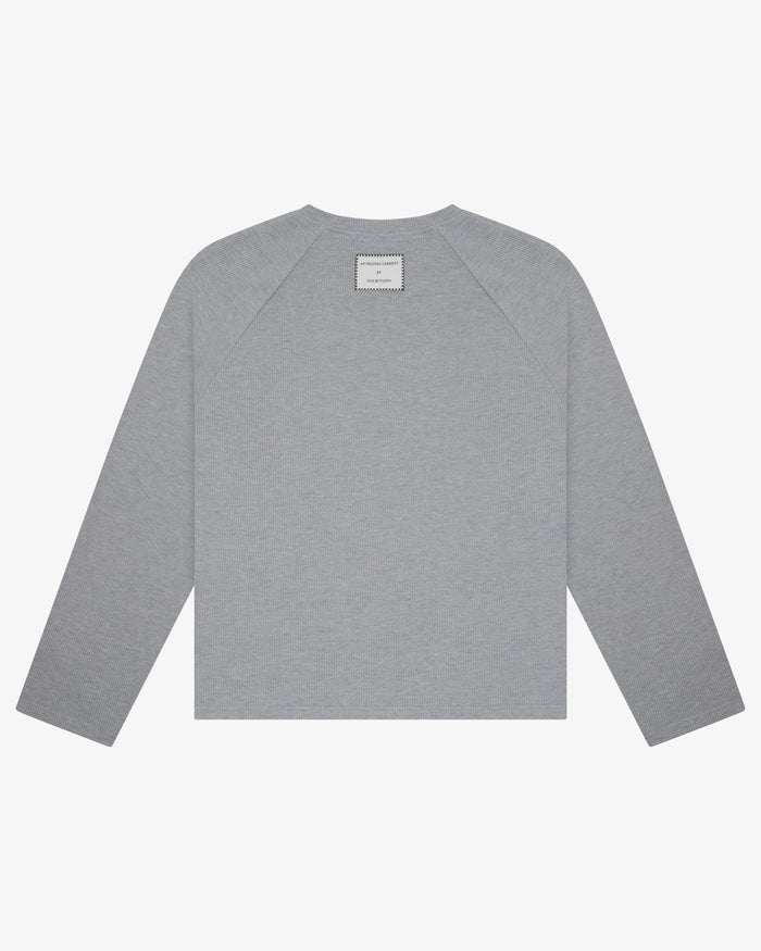 WAFFLE BUTTON LS TEE - GREY