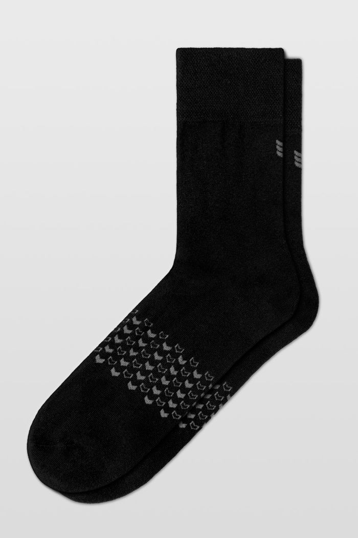 Model showcasing Walk This Way Socks Black comfortable socks ultra soft breathable long fiber cotton