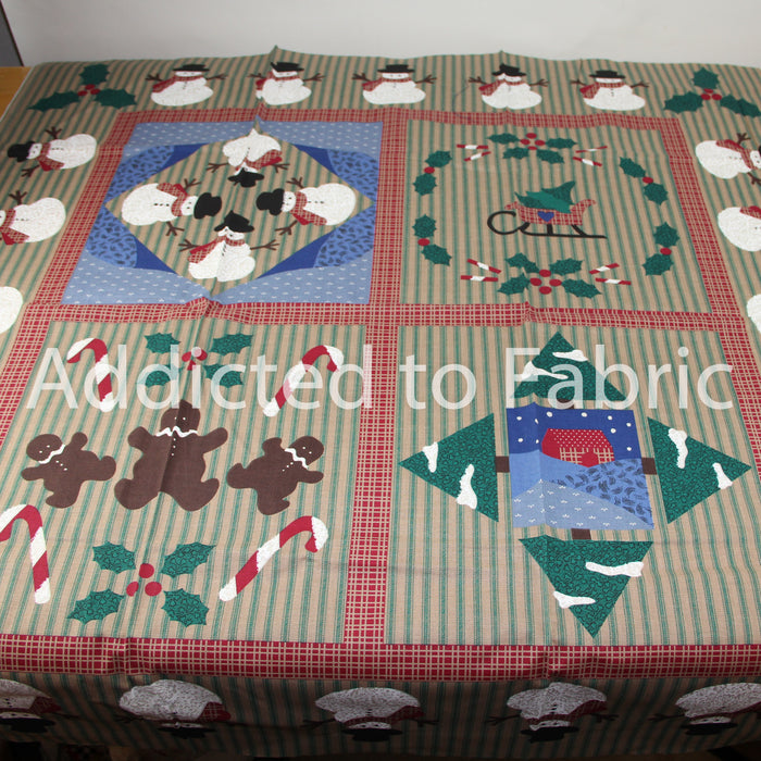 Wamsutta "Snowman Sampler" Fabric Panel, Christmas Wall Hanging Panel 35" x 44"