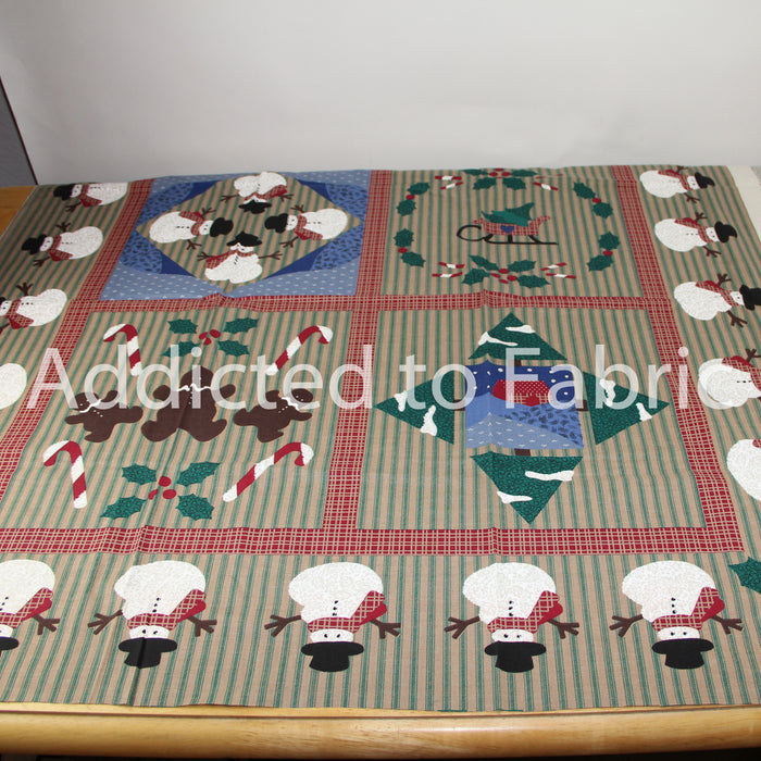 Wamsutta "Snowman Sampler" Fabric Panel, Christmas Wall Hanging Panel 35" x 44"