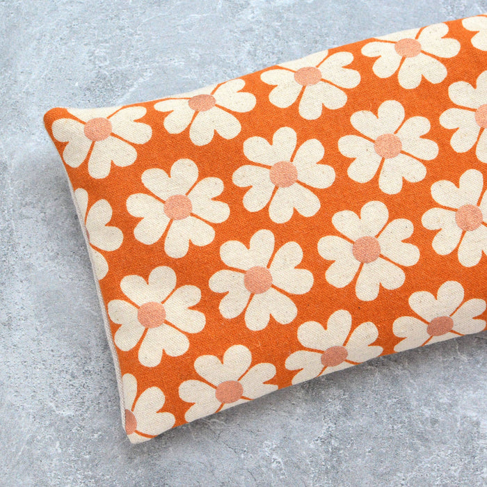 Weighted Eye Pillow in Heart Flowers Caramel Canvas Modern