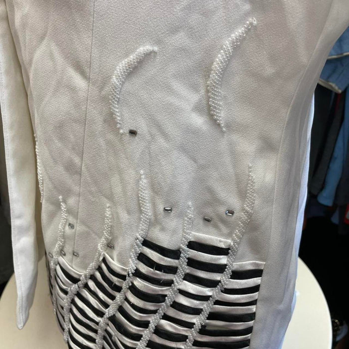 White tuxedo jacket with black