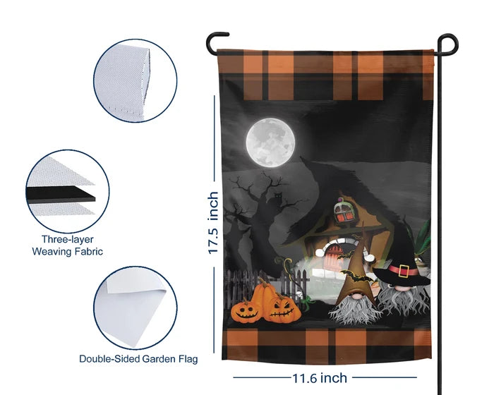Witching Hour Halloween Gnome | Garden Flag