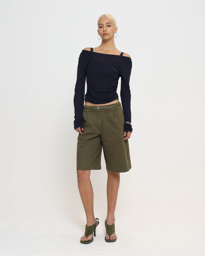 Women's Denim Bermuda Short - Khaki