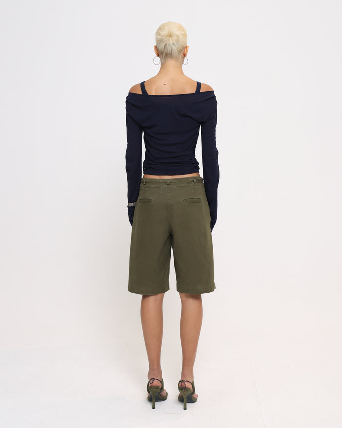 Women's Denim Bermuda Short - Khaki