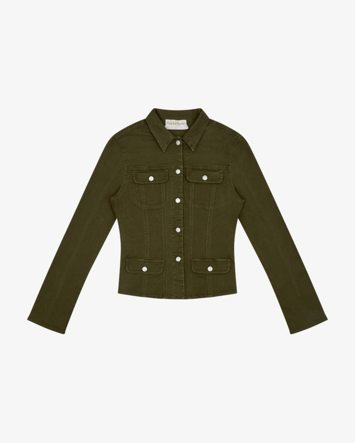 Women's Fitted Denim Jacket - Khaki