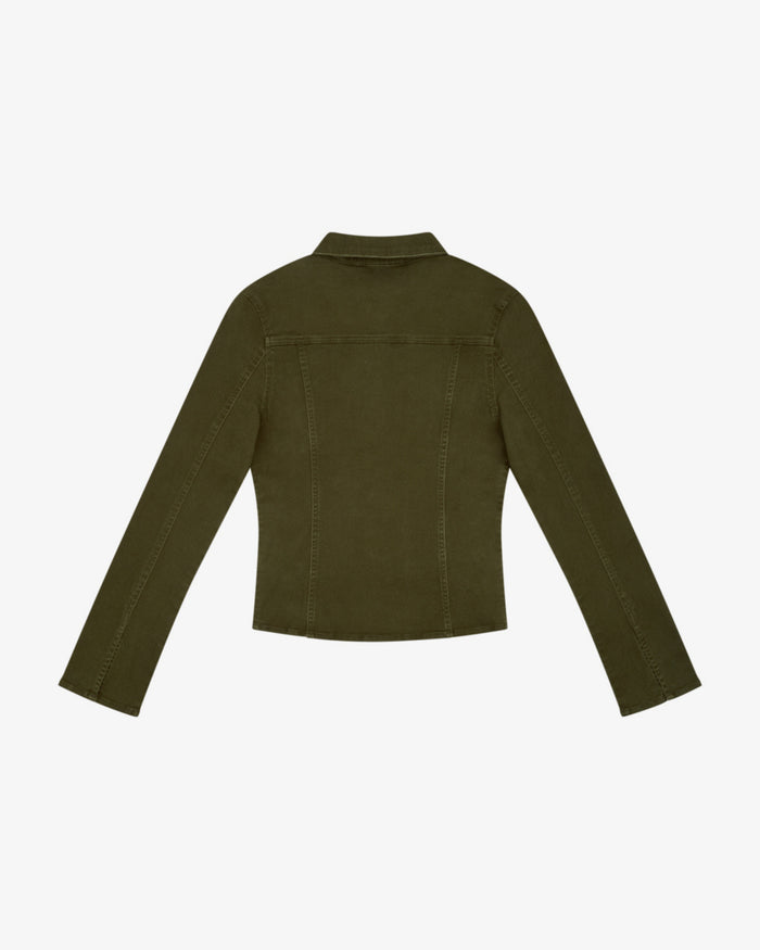 Women's Fitted Denim Jacket - Khaki