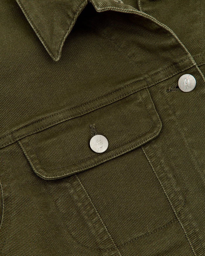 Women's Fitted Denim Jacket - Khaki