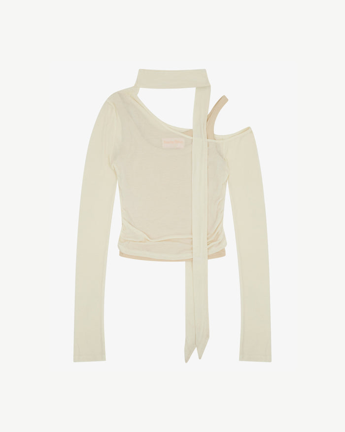 Women's Layered Scarf Top - Cream