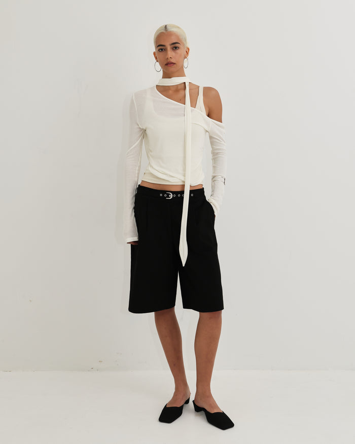 Women's Layered Scarf Top - Cream