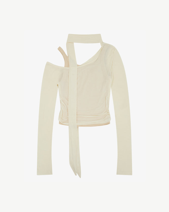 Women's Layered Scarf Top - Cream