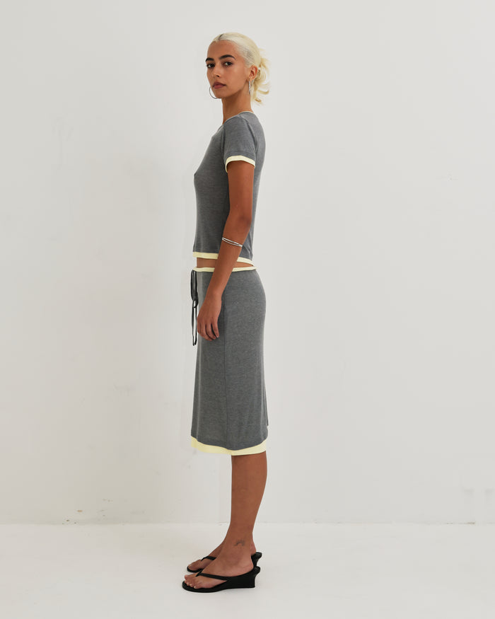 Women's Layered Skirt - Grey / Butter