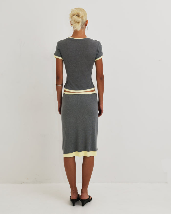 Women's Layered Skirt - Grey / Butter