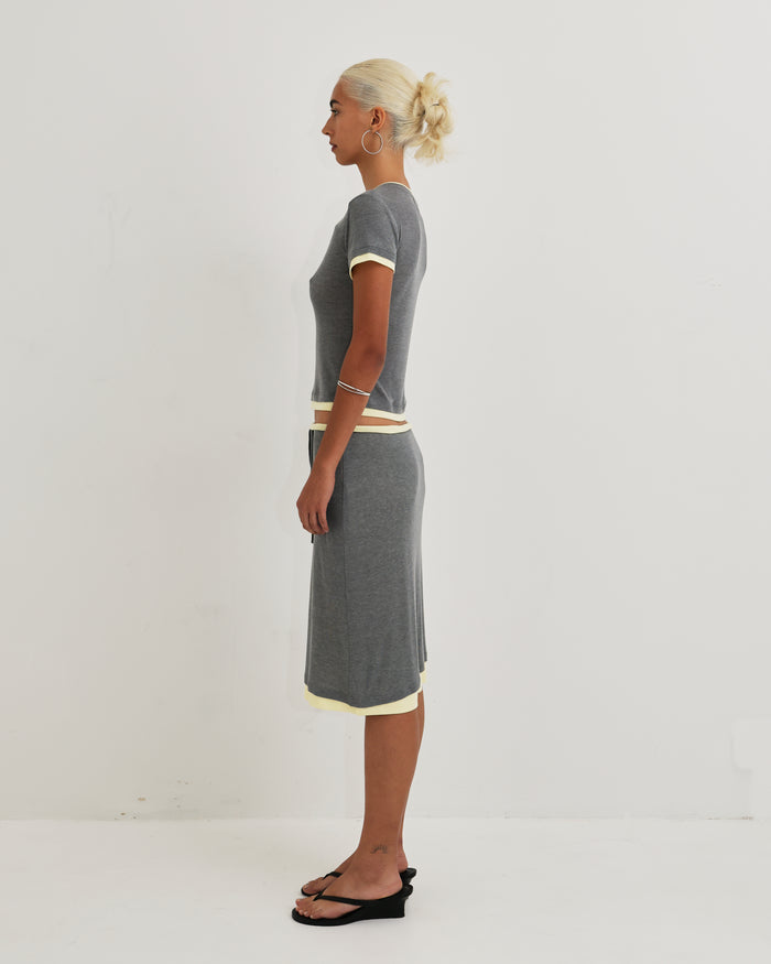 Women's V Neck Tee - Grey / Butter