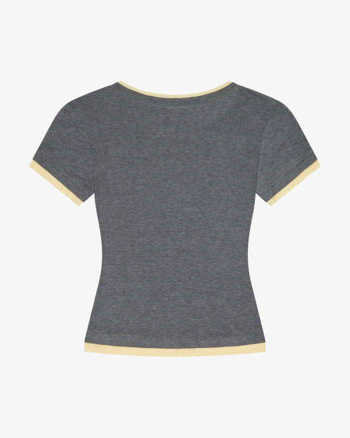 Women's V Neck Tee - Grey / Butter