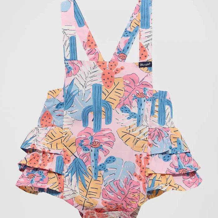 Wrangler Baby Girl's Printed Ruffle Bodysuit in Pink Cacti