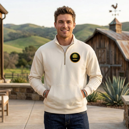Yahuah: Tree of Life™ (03) — Cultivated Abundance™ | Unisex Heavyweight Fleece Drop-Shoulder Half-Zip Sweatshirt | 4 Colors