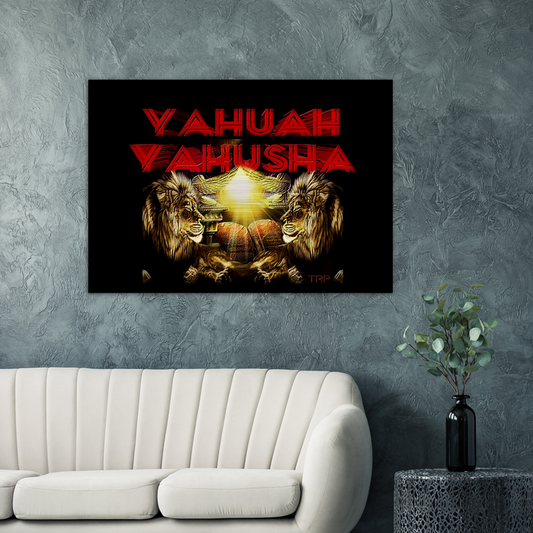 Yahuah & Yahusha™ (02) — Covenant & Prophecy™ | Horizontal Brushed Aluminum Print | 3.3ft W x 2.3ft H