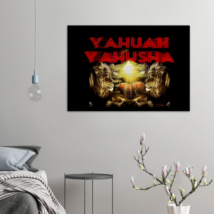 Yahuah & Yahusha™ (02) — Covenant & Prophecy™ | Horizontal Brushed Aluminum Print | 3.3ft W x 2.3ft H