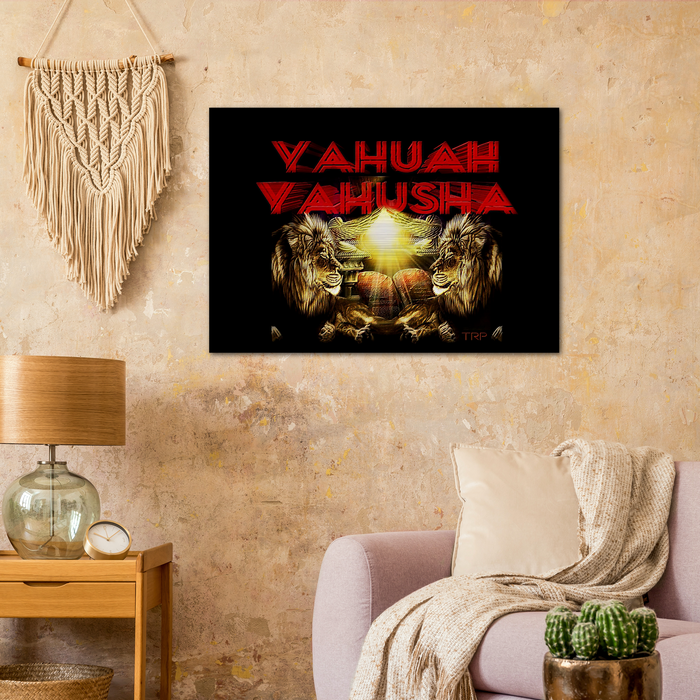Yahuah & Yahusha™ (02) — Covenant & Prophecy™ | Horizontal Brushed Aluminum Print | 3.3ft W x 2.3ft H