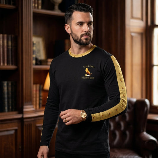 Yahusha: The Lion of Judah™ (01) — The Scepter of Judah™ | Men's V-Neck Jersey T-Shirt