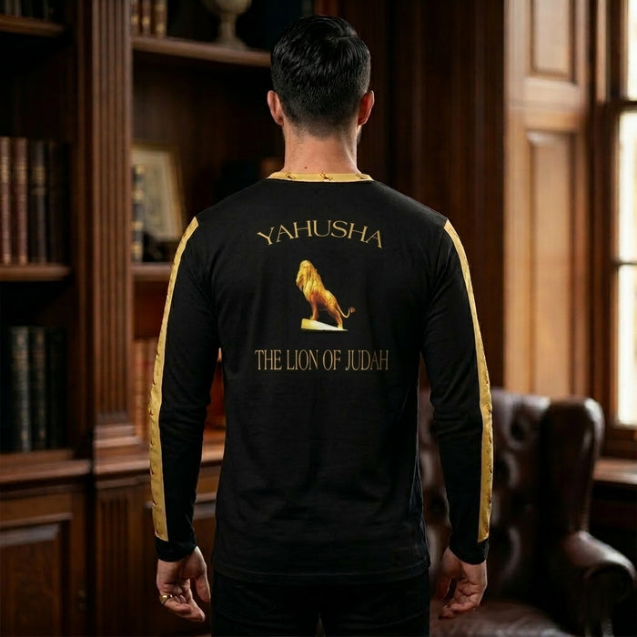 Yahusha: The Lion of Judah™ (01) — The Scepter of Judah™ | Men's V-Neck Jersey T-Shirt