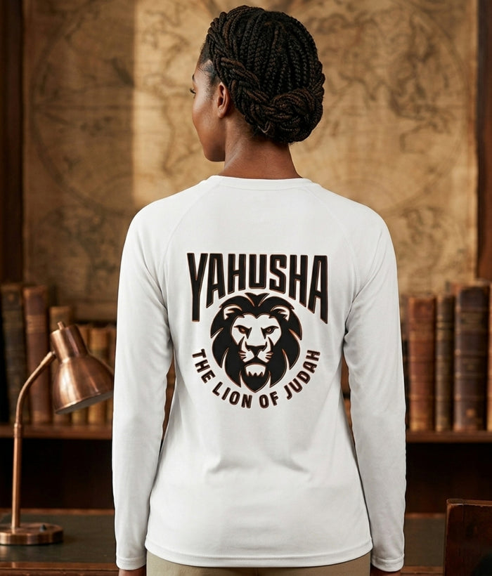 Yahusha: The Lion of Judah™ (02) — The King Forged in Fire™ | Unisex Long-Sleeve T-Shirt
